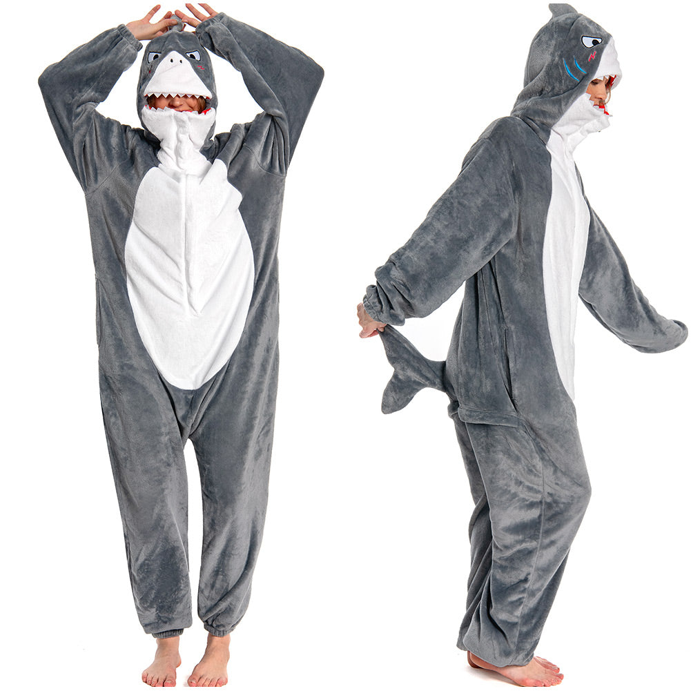 Erwachsene Unisex Hai Tierkostüm Schlafanzug einteiliger Pyjama