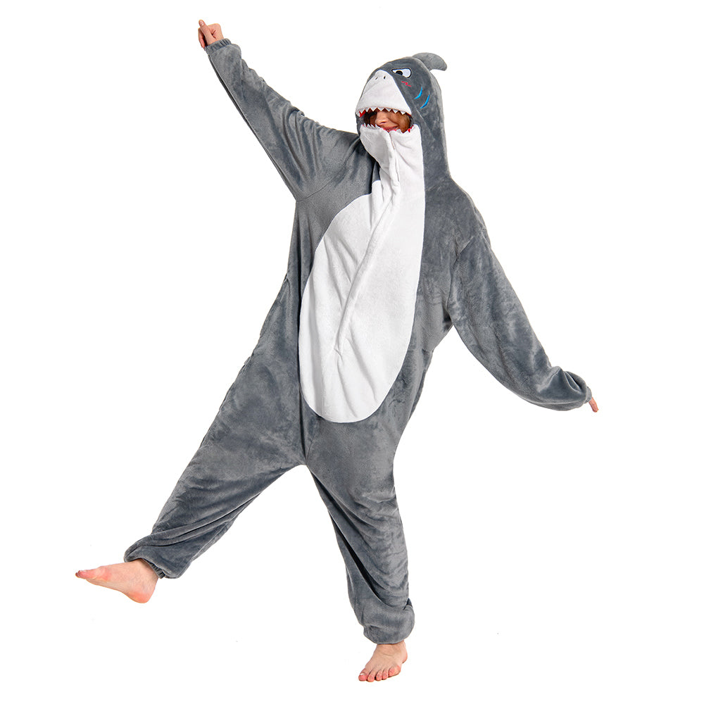 Erwachsene Unisex Hai Tierkostüm Schlafanzug einteiliger Pyjama