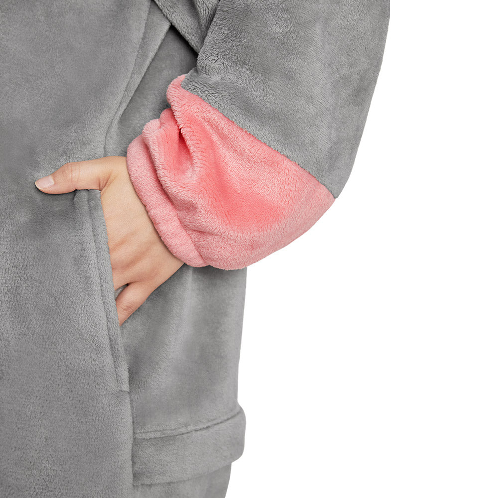 Erwachsene Unisex Nilpferd Tierkostüm grau Schlafanzug einteiliger Pyjama