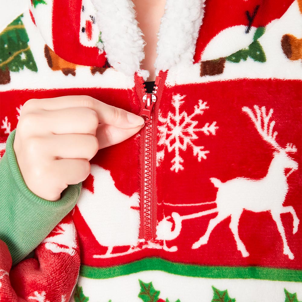 Erwachsene Unisex Weihnacht Decke tragbar Decke mit Kapuze Elch Homewear