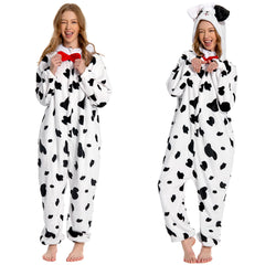 Erwachsene Unisex gefleckte Hund Tierkostüm Schlafanzug einteiliger Pyjama