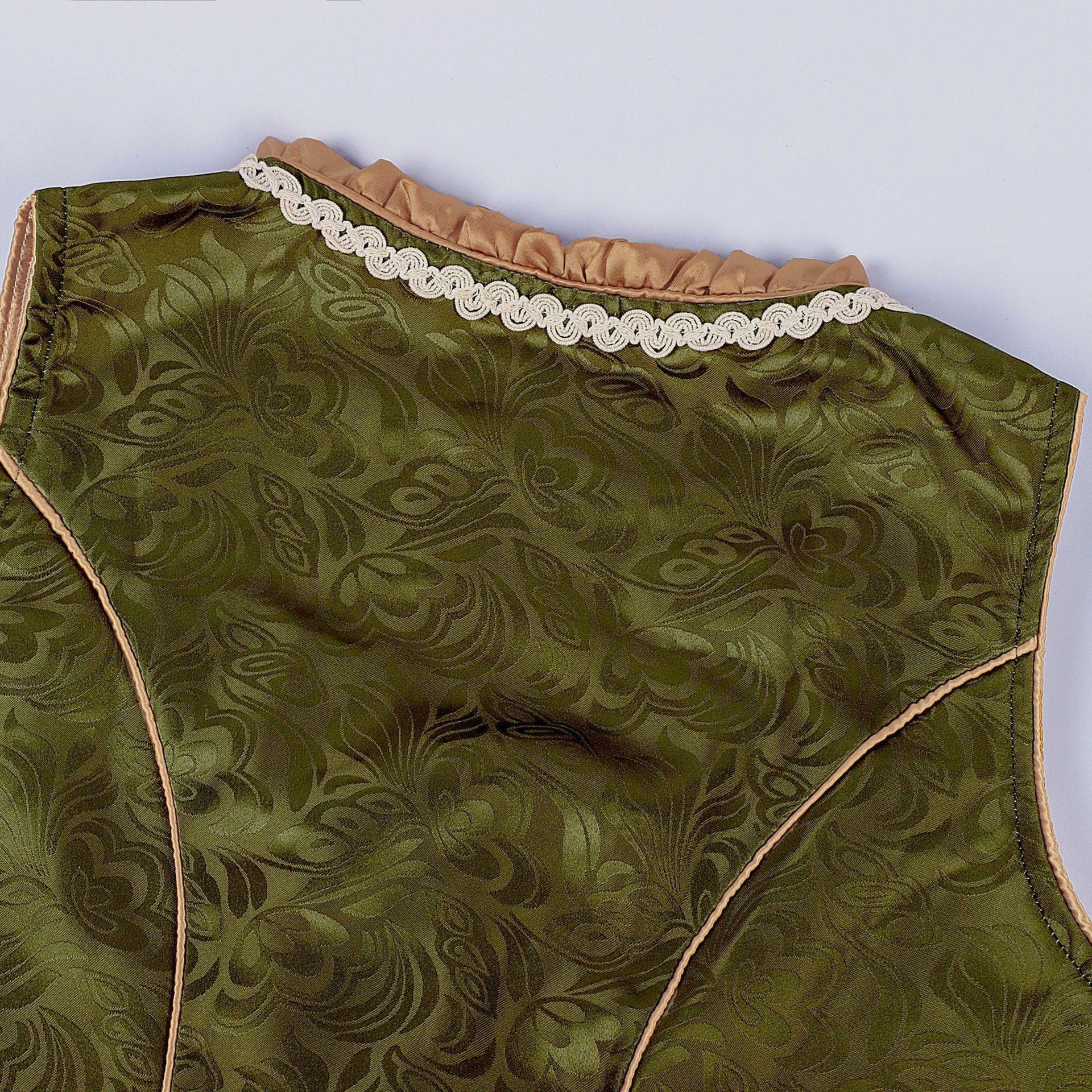 Grünes Damen Dirndl 3-teilig mit Bluse & Schürze - Bayerisches Trachtenkleid für Oktoberfest & Fasching