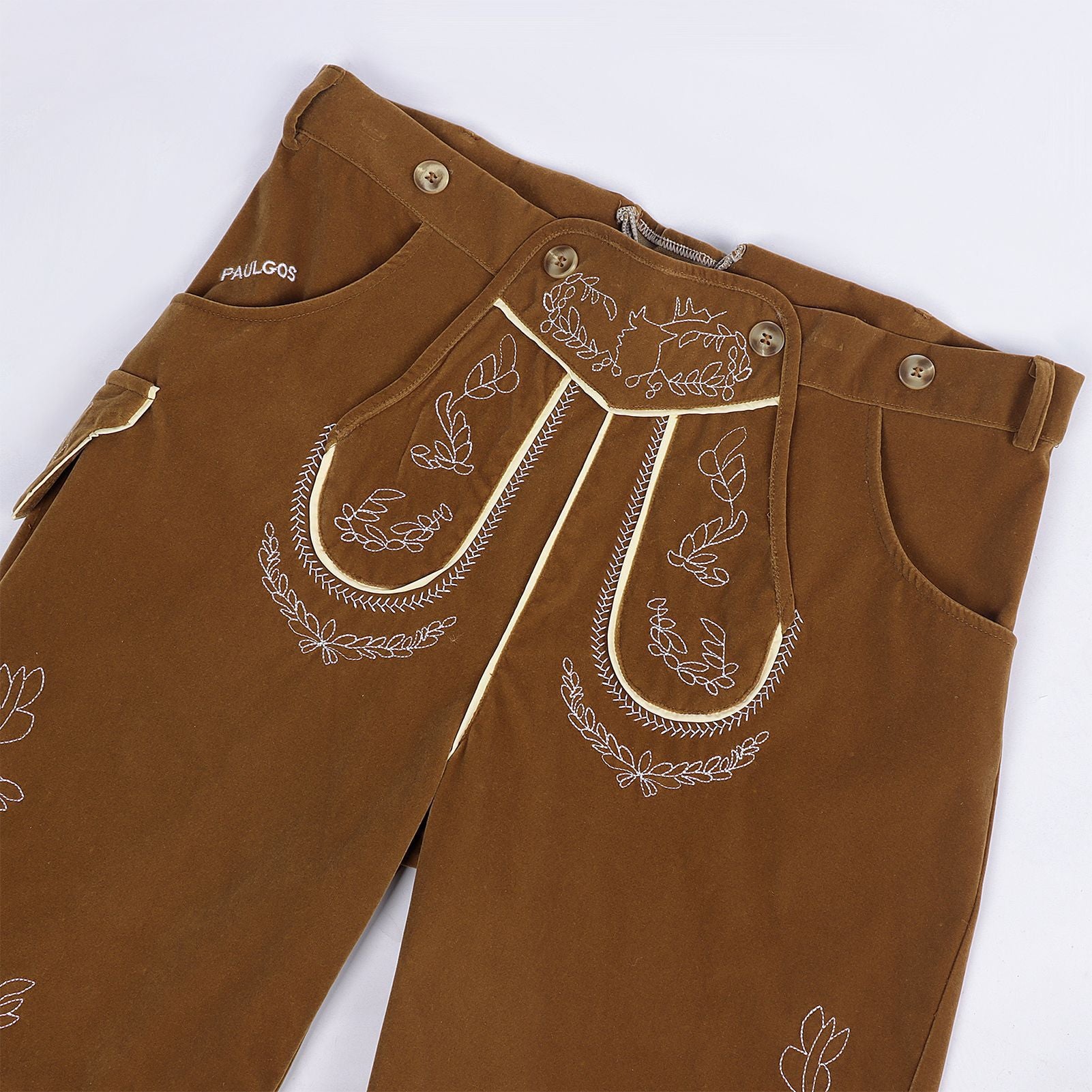 Herren Oktoberfest Trachtenhose mit Hosenträgern - Bayerische Kniebundhose in Lederhosen-Optik für Fasching