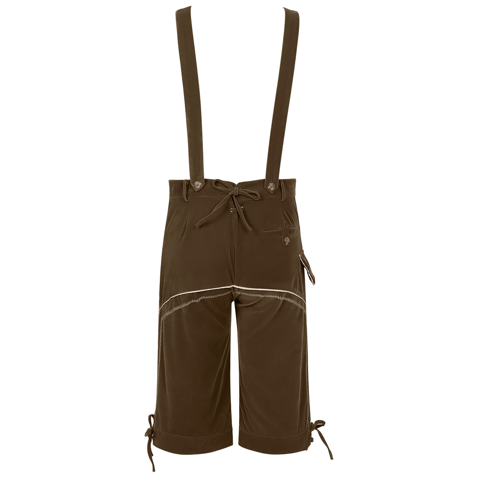 Herren Oktoberfest Trachtenhose mit Hosenträgern - Bayerische Kniebundhose in Lederhosen-Optik für Fasching