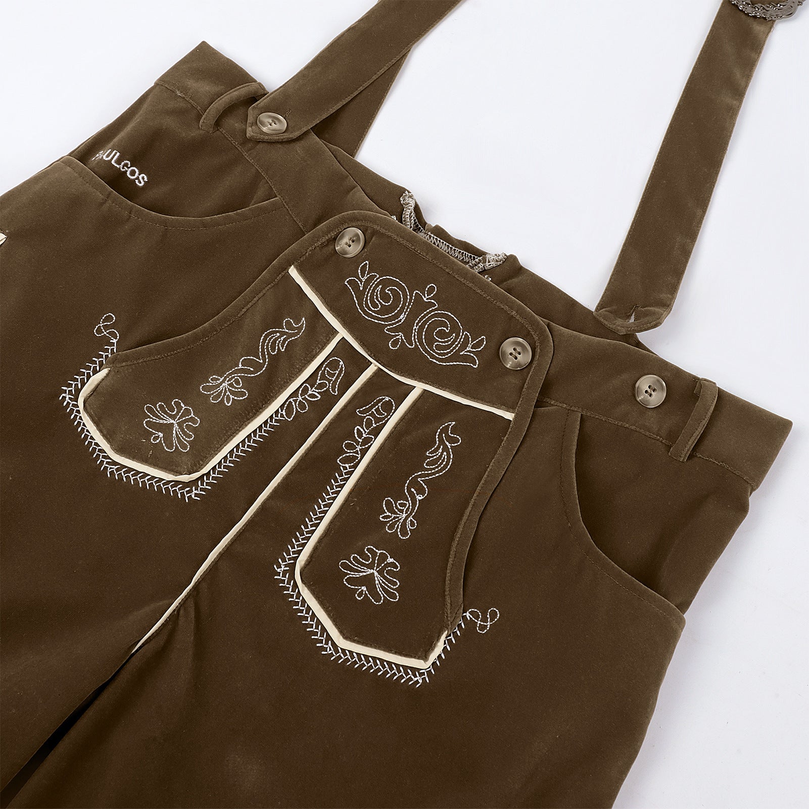 Herren Oktoberfest Trachtenhose mit Hosenträgern - Bayerische Kniebundhose in Lederhosen-Optik für Fasching