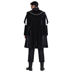 Herren Renaissance Tudor Königskostüm Schwarz – Dunkles Adelsgewand mit Umhang