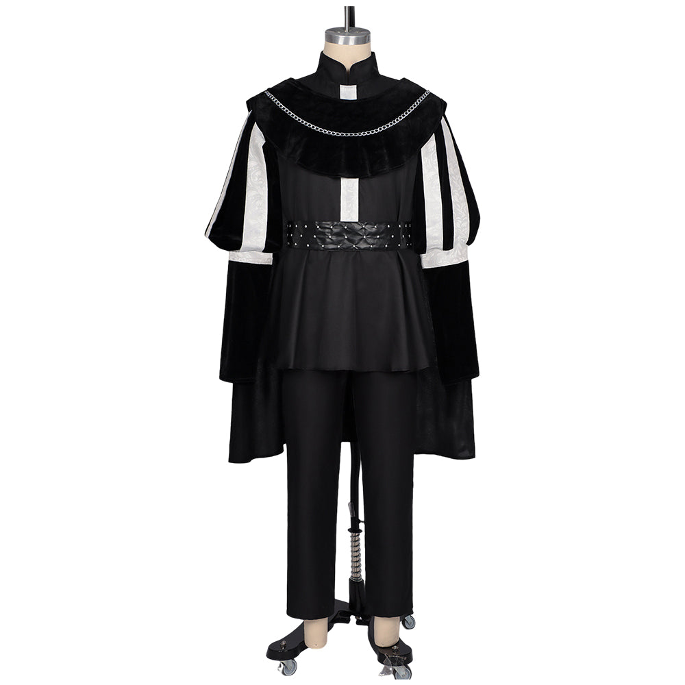 Herren Renaissance Tudor Königskostüm Schwarz – Dunkles Adelsgewand mit Umhang