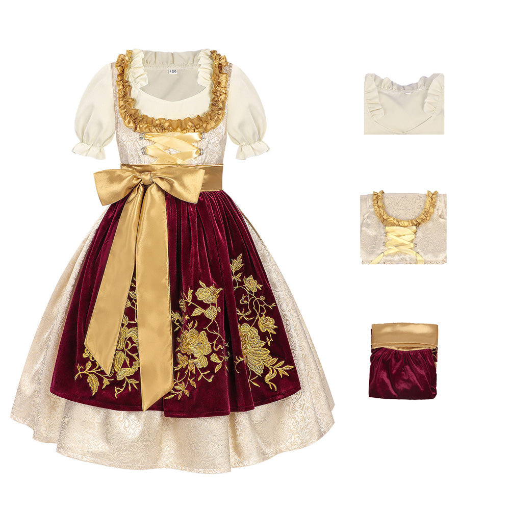 Hochwertiges Mädchen Dirndl 3-tlg. mit Stickerei - Edles Trachtenkleid für Oktoberfest & Fasching