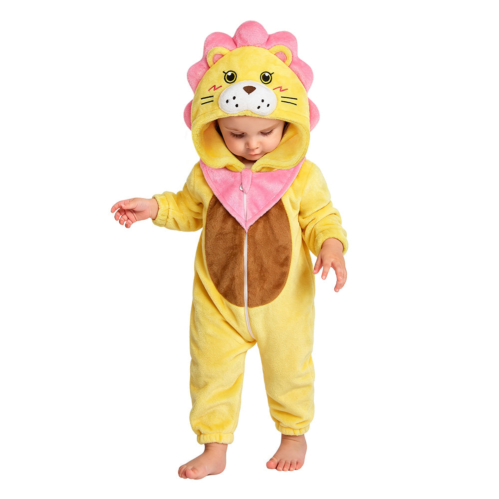 Kinder Löwe Tierkostüm Schlafanzug einteiliger Pyjama Bademäntel für Weihnachten Pajama Party