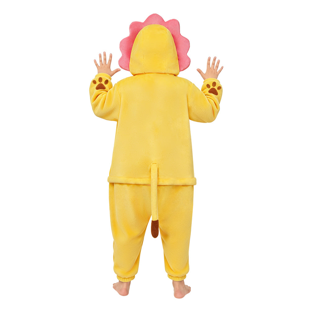 Kinder Löwe Tierkostüm Schlafanzug einteiliger Pyjama Bademäntel für Weihnachten Pajama Party