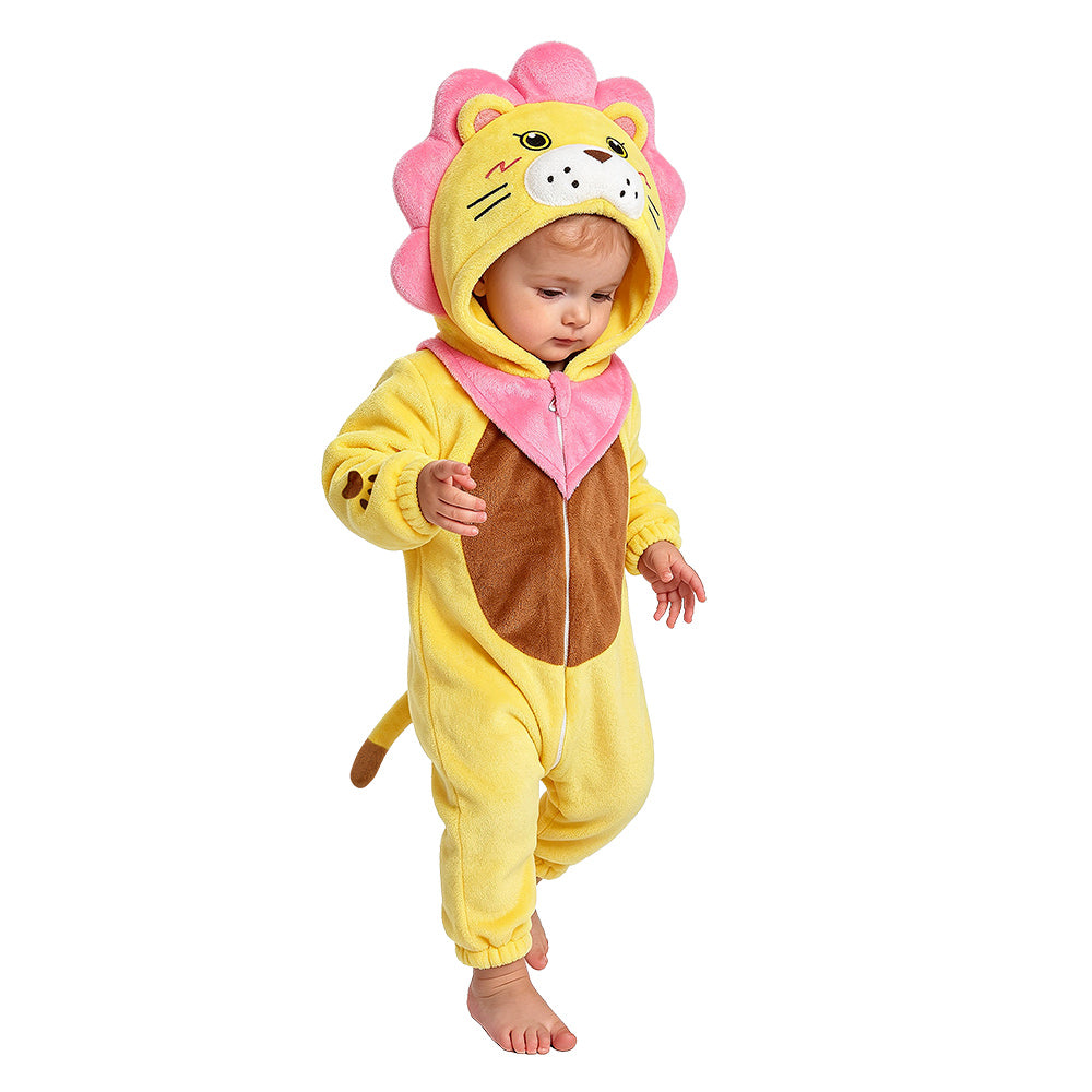 Kinder Löwe Tierkostüm Schlafanzug einteiliger Pyjama Bademäntel für Weihnachten Pajama Party