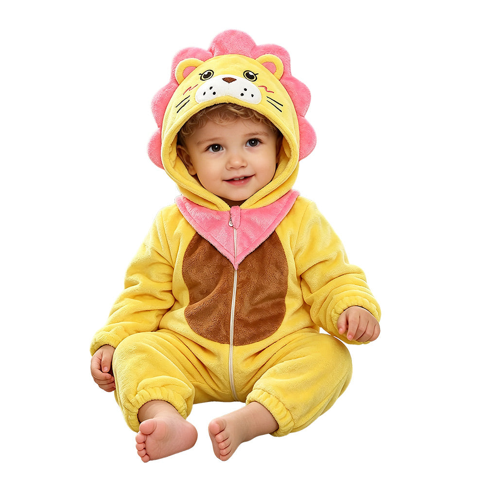Kinder Löwe Tierkostüm Schlafanzug einteiliger Pyjama Bademäntel für Weihnachten Pajama Party