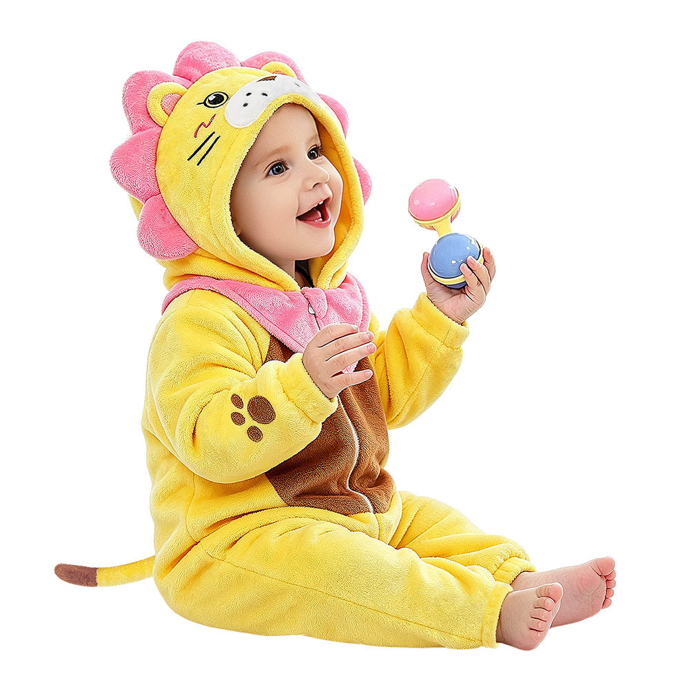 Kinder Löwe Tierkostüm Schlafanzug einteiliger Pyjama Bademäntel für Weihnachten Pajama Party