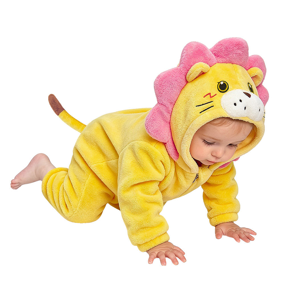 Kinder Löwe Tierkostüm Schlafanzug einteiliger Pyjama Bademäntel für Weihnachten Pajama Party