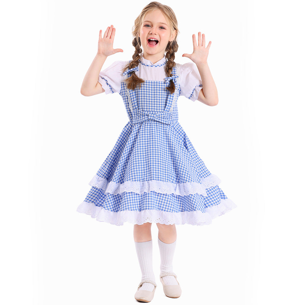 Kinder Mädchen Dorothy Kleid Cosplay Kostüm Outfit Halloween Karneval Anzug Der Zauberer von OZ
