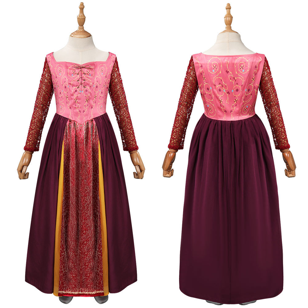 Kinder Mädchen Hocus Pocus Mary Sanderson Kostüm Halloween Karneval Kleid
