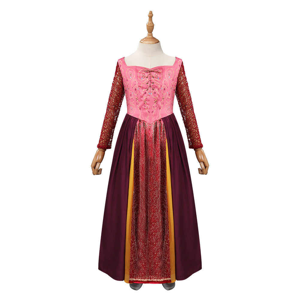 Kinder Mädchen Hocus Pocus Mary Sanderson Kostüm Halloween Karneval Kleid