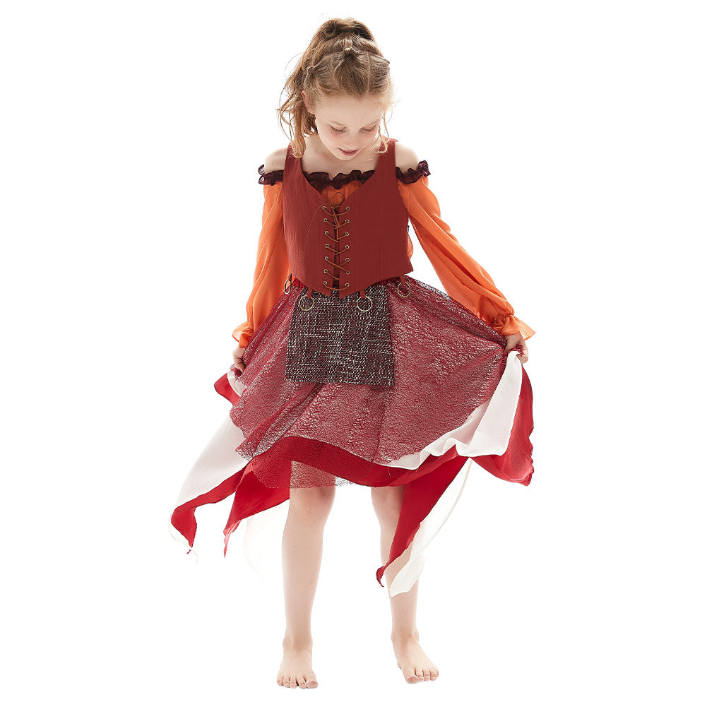 Kinder Mädchen Mary Sanderson Kostüm Hocus Pocus Cosplay Halloween Karneval Outfit