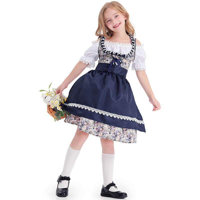 Kinder Mädchen Oktoberfest Kleid Cosplay Kostüm Halloween Karneval Outfit Bierfest Dienstmädchen Kleid