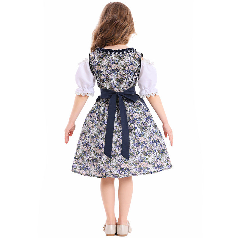 Kinder Mädchen Oktoberfest Kleid Cosplay Kostüm Halloween Karneval Outfit Bierfest Dienstmädchen Kleid