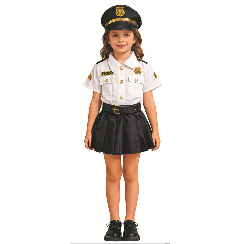 Kinder Mädchen Polizei Kostüm Halloween Karneval Cosplay Outfit