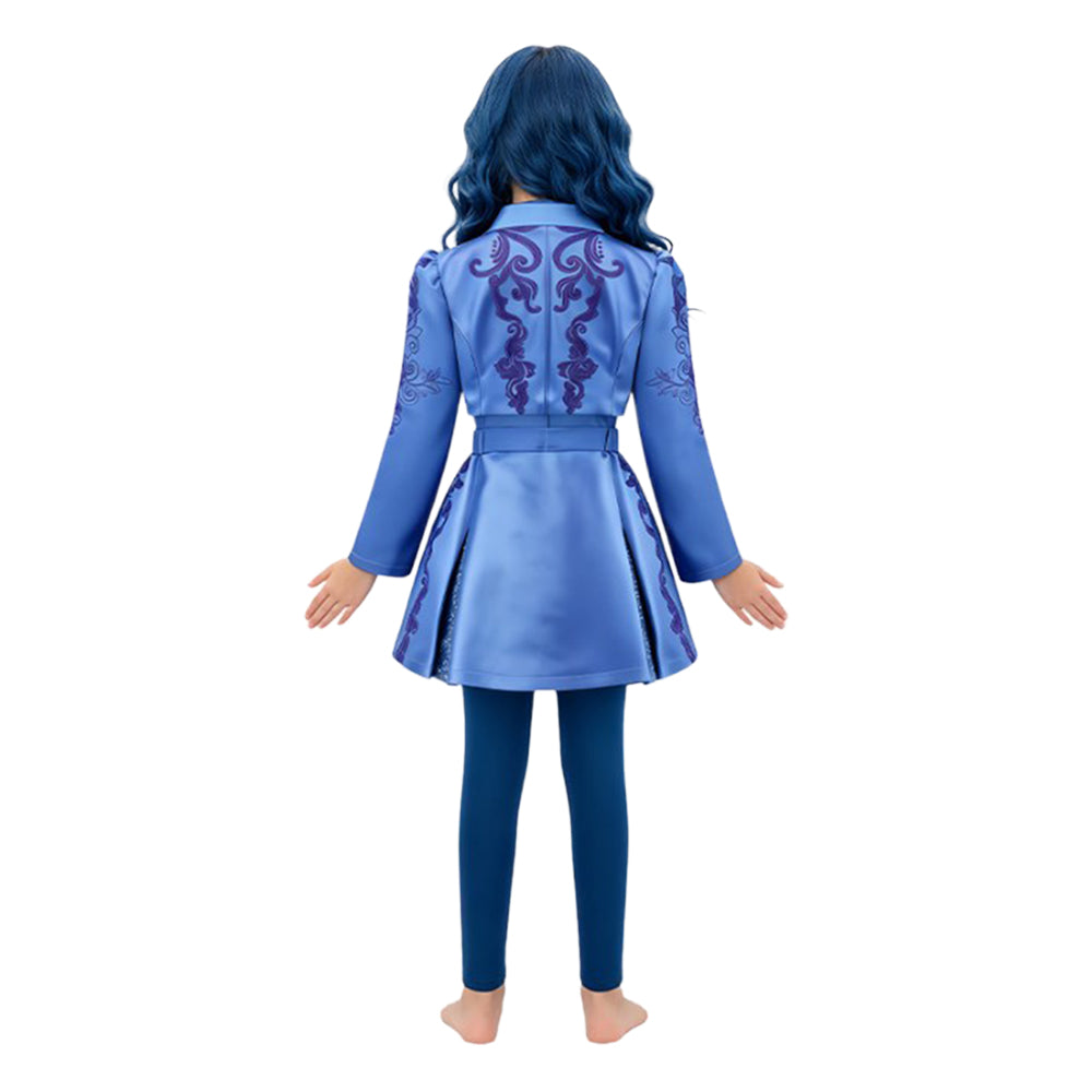 Kinder Mädchen blau Kleid Descendants Chloe Cosplay Kostüm - Perfekt für Halloween Karneval Mottoparty Convention