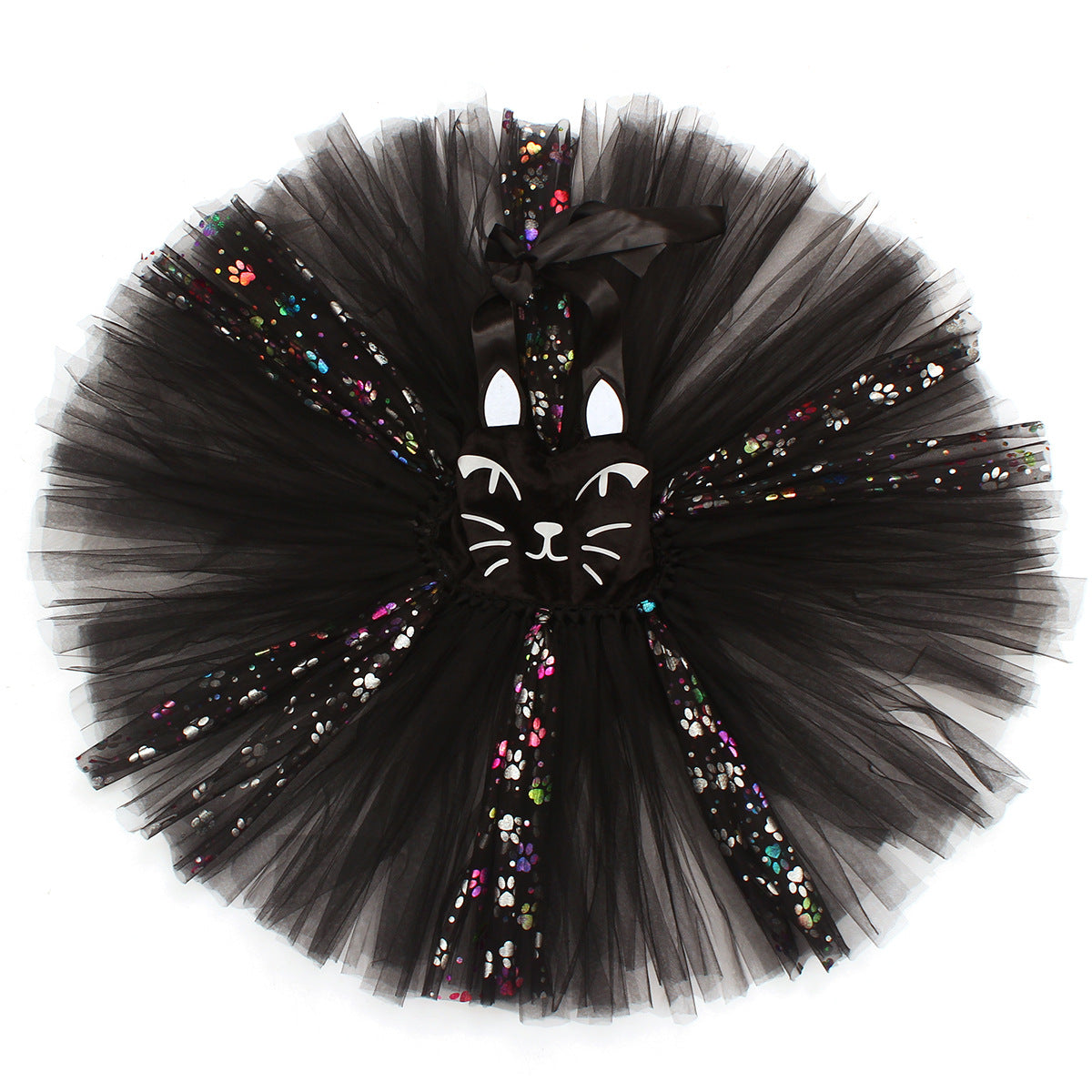 Kinder Mädchen Katze tutu Kleid schwarz weiß Cosplay Kostüm Halloween Karneval Party Anzug