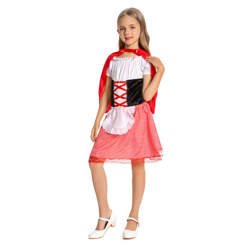Kinder Mädchen Märchen Halloween Rotkäppchen Kleid Cosplay Kostüm Outfits Halloween Karneval Anzug