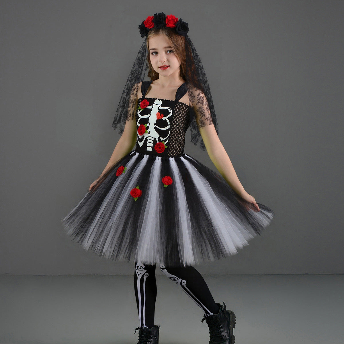Kinder Mädchen Zombie tutu Kleid Cosplay Kostüm Halloween Karneval Party Anzug