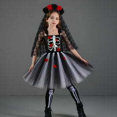Kinder Mädchen Zombie tutu Kleid Cosplay Kostüm Halloween Karneval Party Anzug