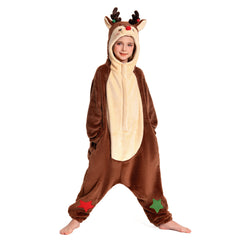 Kinder Rentier Tierkostüm Reh Bambi Schlafanzug einteiliger Pyjama