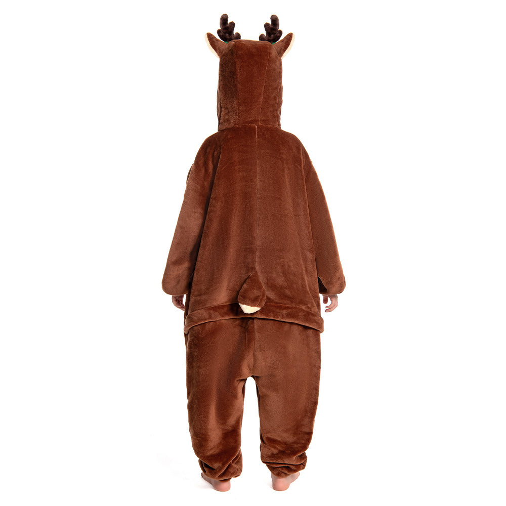 Kinder Rentier Tierkostüm Reh Bambi Schlafanzug einteiliger Pyjama
