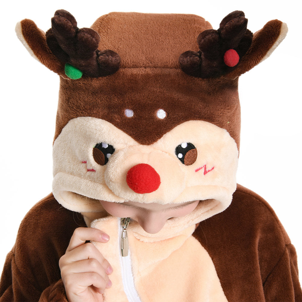 Kinder Rentier Tierkostüm Reh Bambi Schlafanzug einteiliger Pyjama