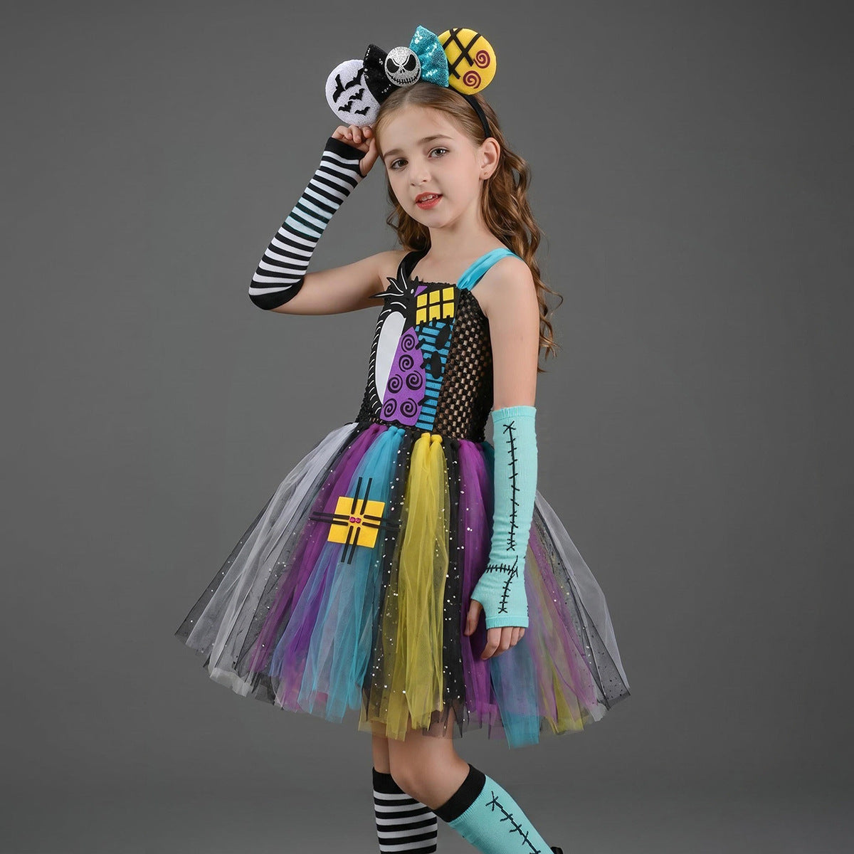 Kinder The Nightmare before Christmas tutu Kleid Jack Sally Cosplay Kostüm Halloween Karneval Party Anzug
