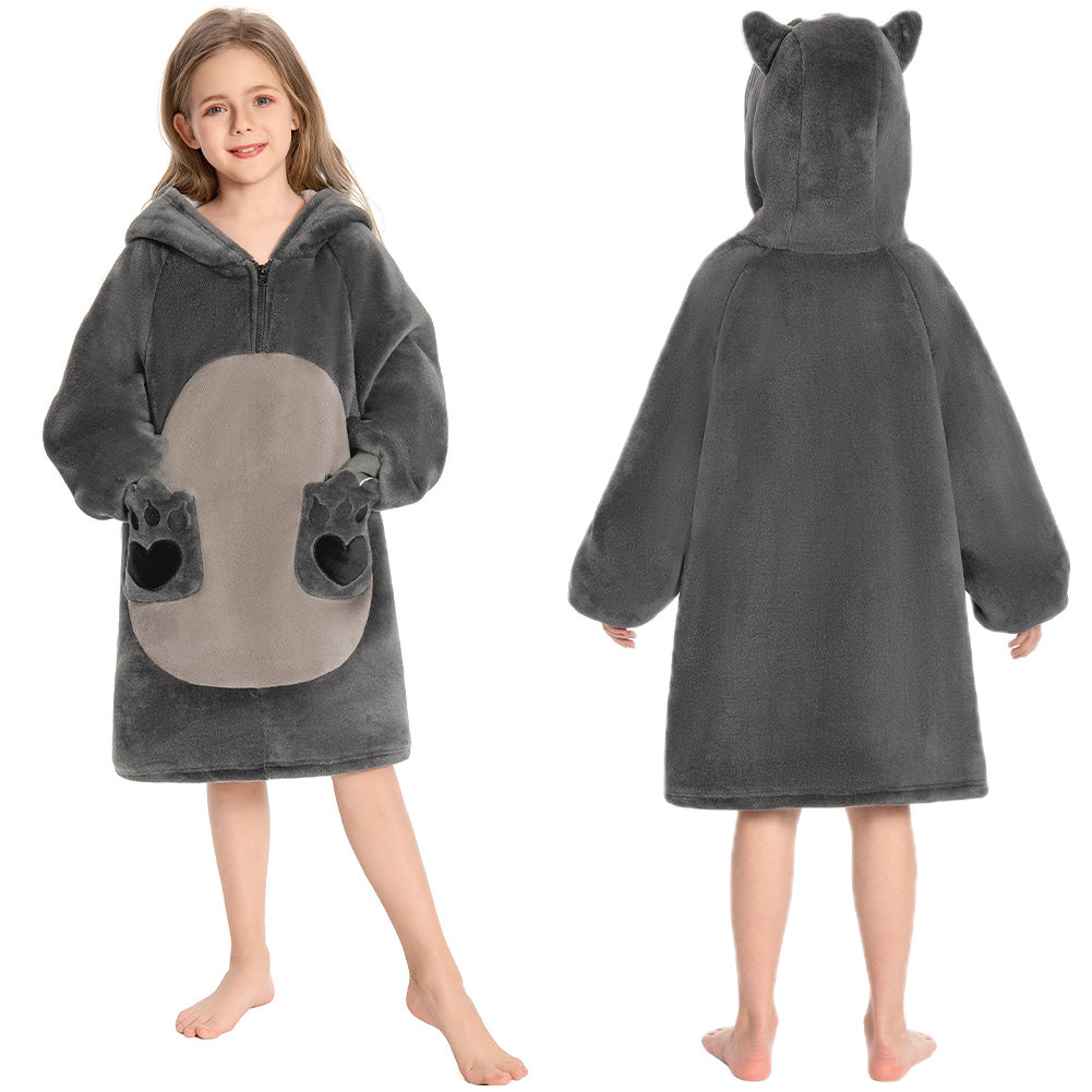 Kinder Waschbär tragbar Decke mit Kapuze Waschbär Robe Homewear