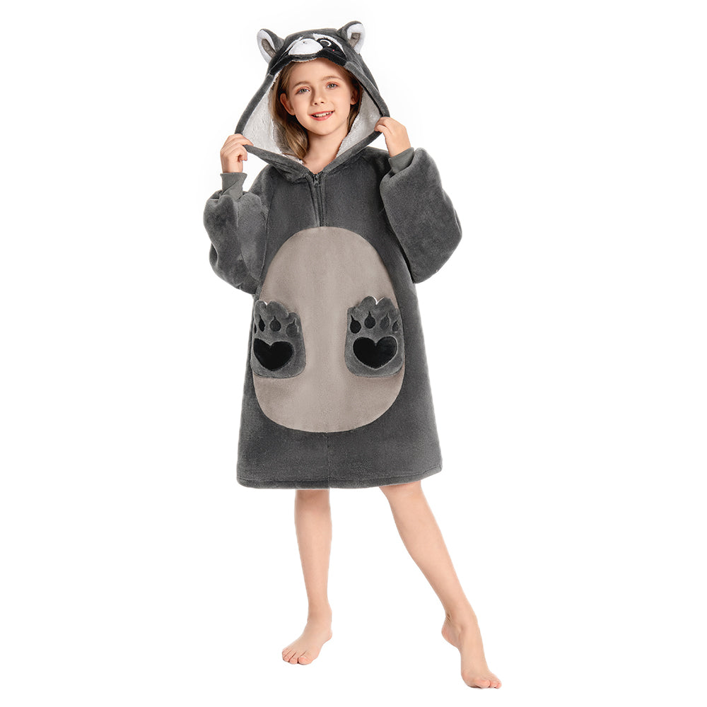 Kinder Waschbär tragbar Decke mit Kapuze Waschbär Robe Homewear