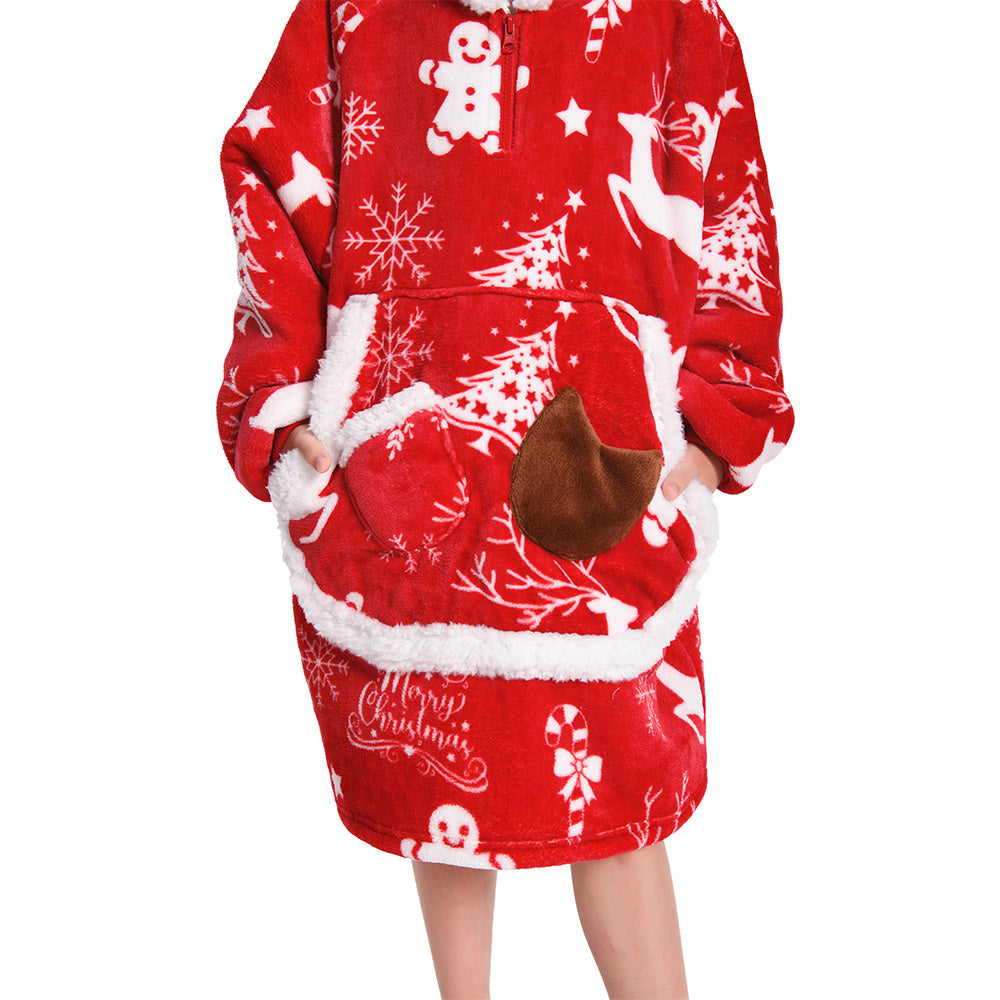 Kinder Weihnachten tragbar Decke mit Kapuze Weihnachten Robe Homewear