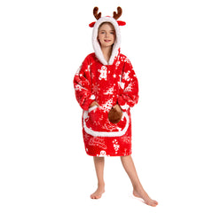 Kinder Weihnachten tragbar Decke mit Kapuze Weihnachten Robe Homewear