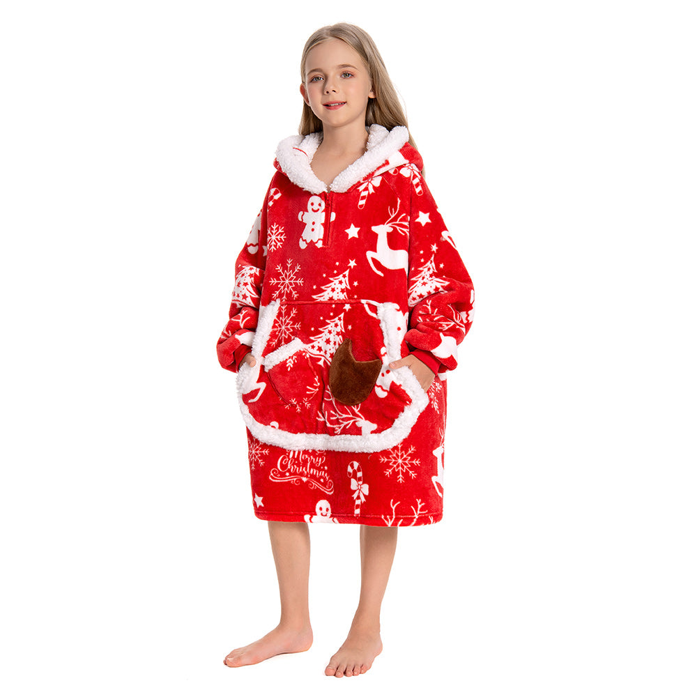 Kinder Weihnachten tragbar Decke mit Kapuze Weihnachten Robe Homewear