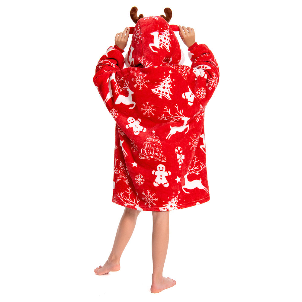 Kinder Weihnachten tragbar Decke mit Kapuze Weihnachten Robe Homewear