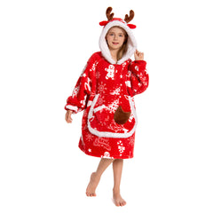Kinder Weihnachten tragbar Decke mit Kapuze Weihnachten Robe Homewear