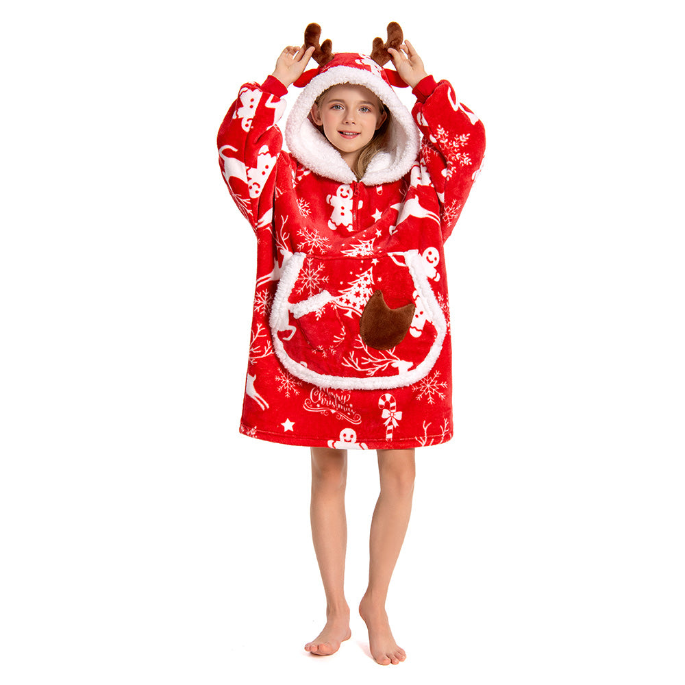 Kinder Weihnachten tragbar Decke mit Kapuze Weihnachten Robe Homewear