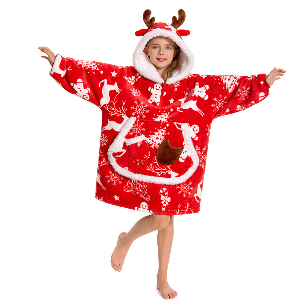 Kinder Weihnachten tragbar Decke mit Kapuze Weihnachten Robe Homewear