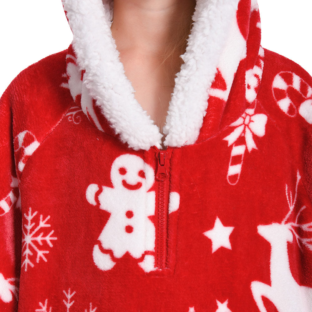 Kinder Weihnachten tragbar Decke mit Kapuze Weihnachten Robe Homewear