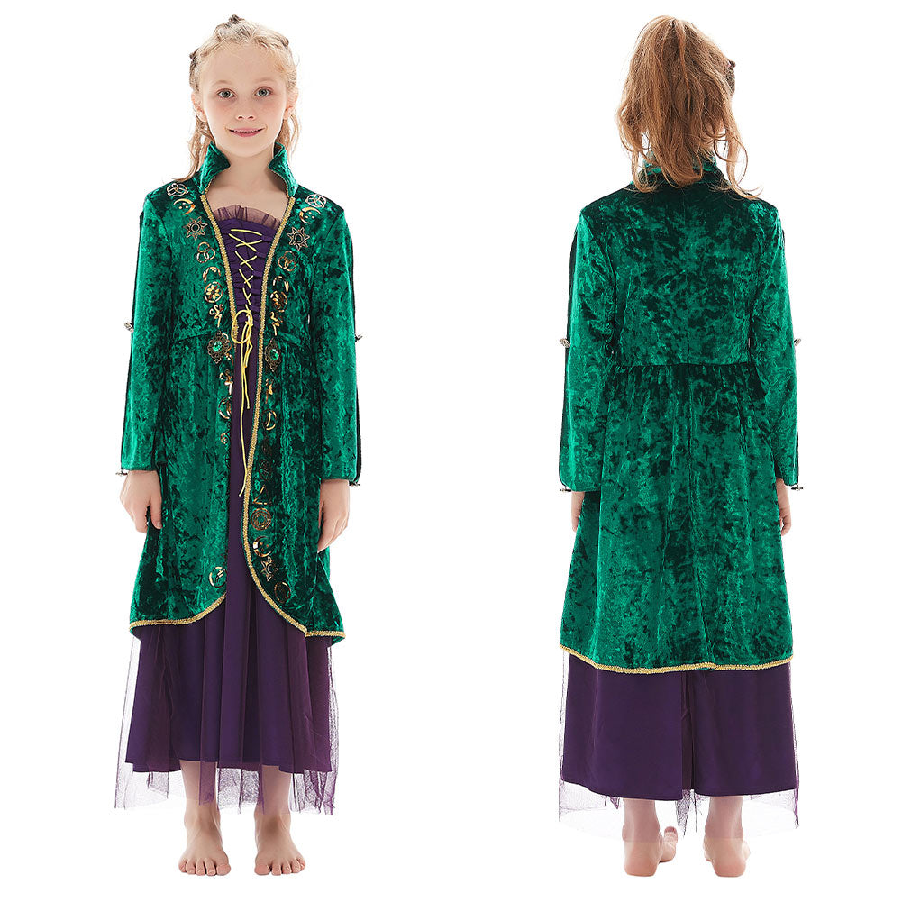 Kinder Mädchen Winifred Sanderson Hocus Pocus Cosplay Kostüme Halloween Karneval Kleid