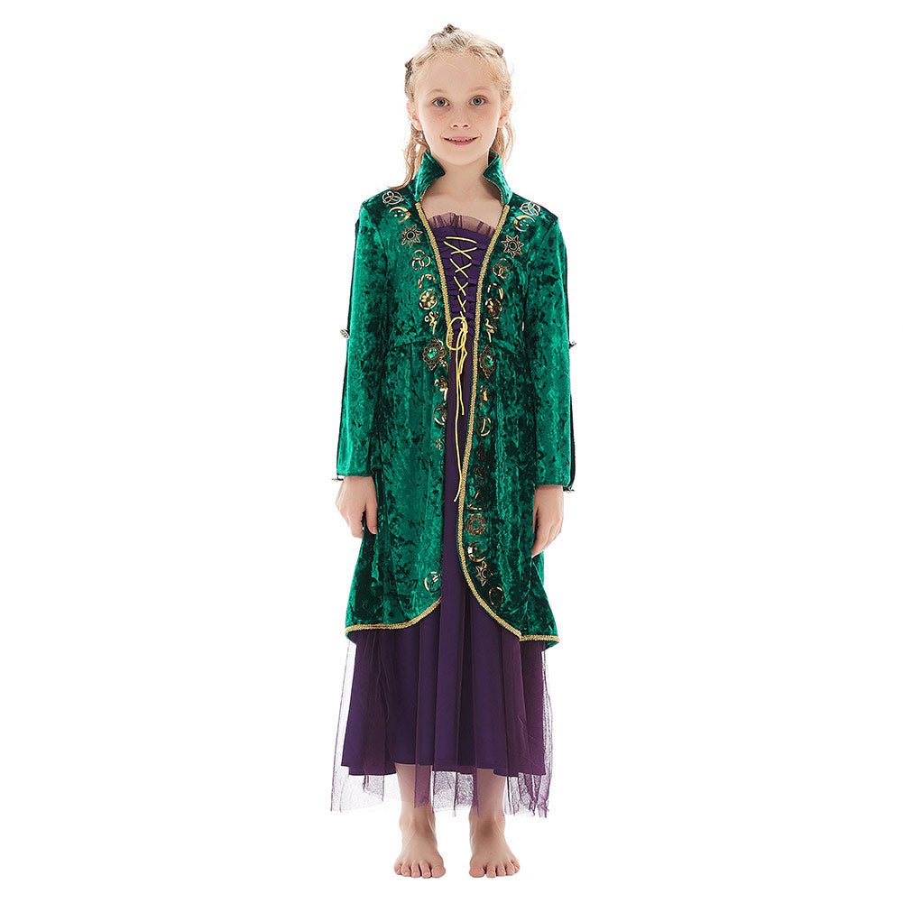 Kinder Mädchen Winifred Sanderson Hocus Pocus Cosplay Kostüme Halloween Karneval Kleid