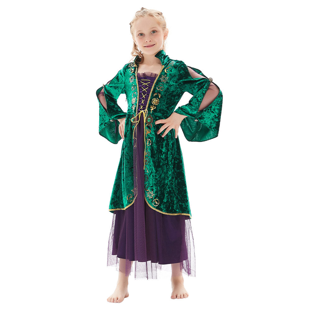 Kinder Mädchen Winifred Sanderson Hocus Pocus Cosplay Kostüme Halloween Karneval Kleid