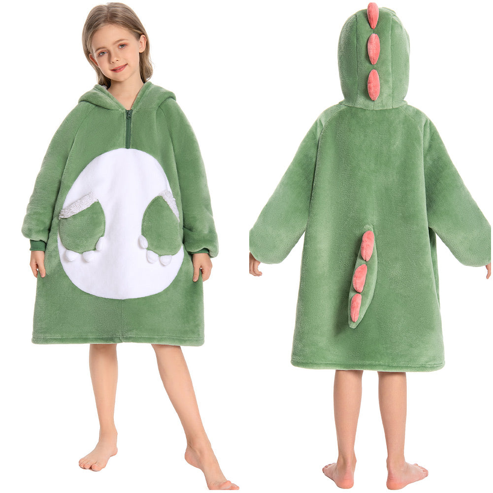 Kinder grün Dinosaurier tragbar Decke mit Kapuze Tierkostüm taglich Homewear