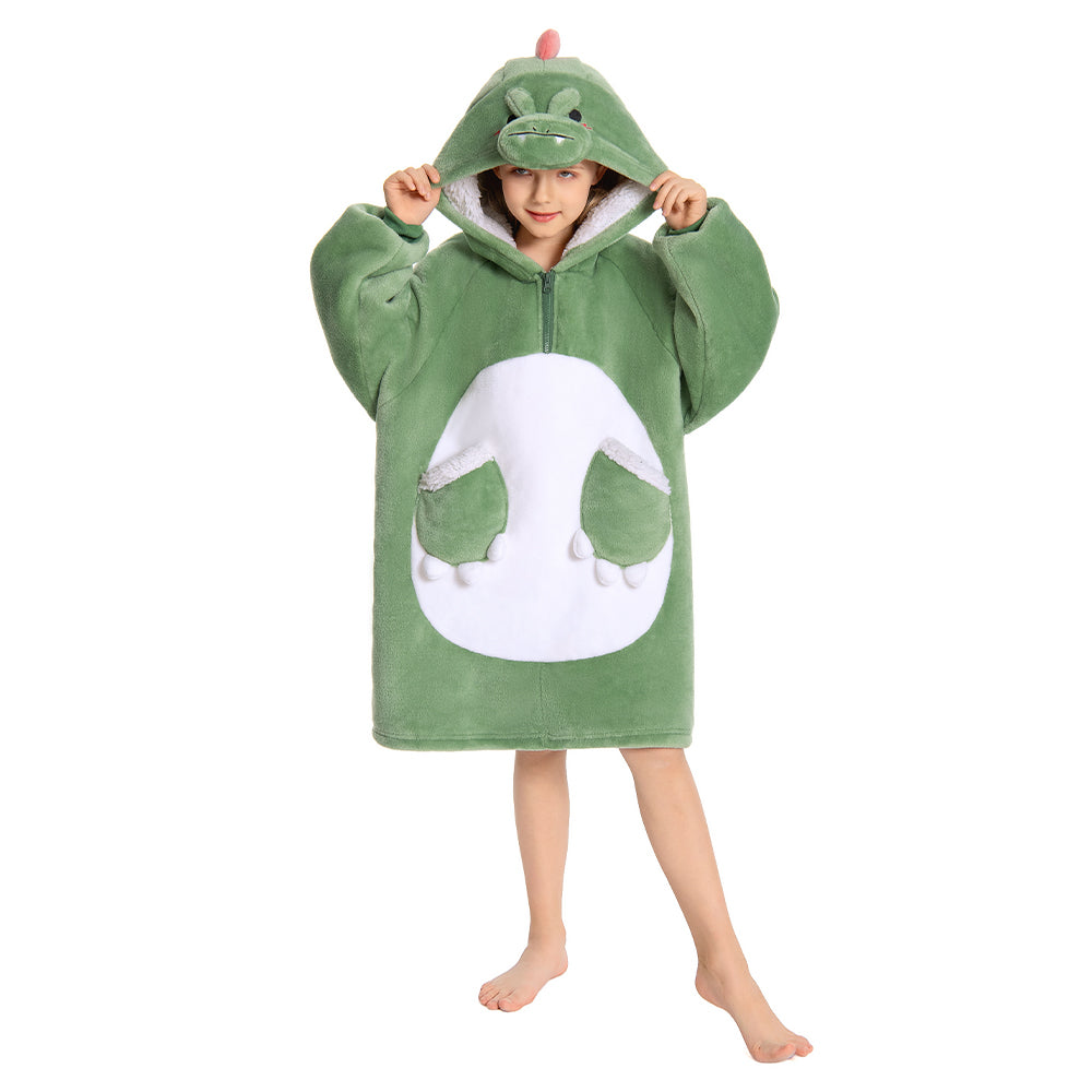 Kinder grün Dinosaurier tragbar Decke mit Kapuze Tierkostüm taglich Homewear