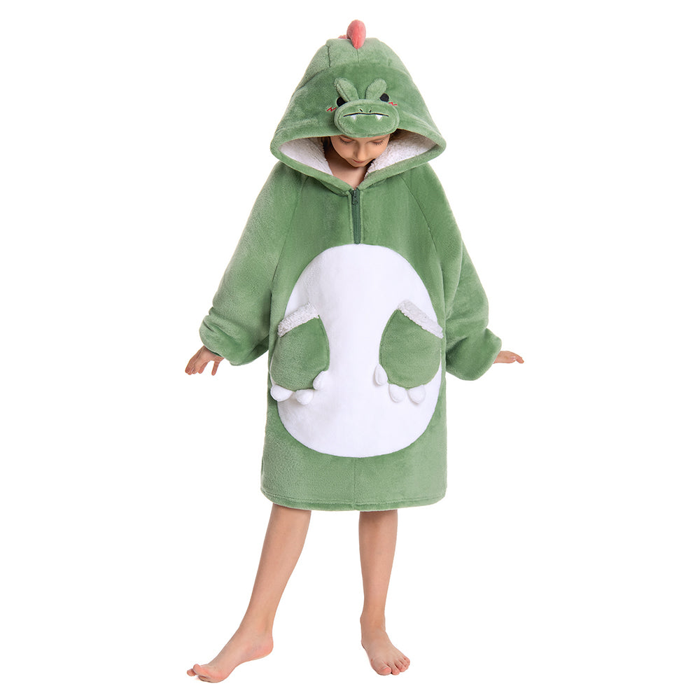 Kinder grün Dinosaurier tragbar Decke mit Kapuze Tierkostüm taglich Homewear